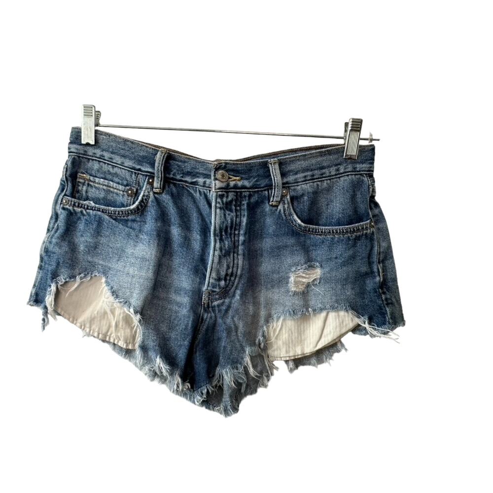 Free People We The Free Distressed Button-Fly Cut Off Jean Shorts Women's 28